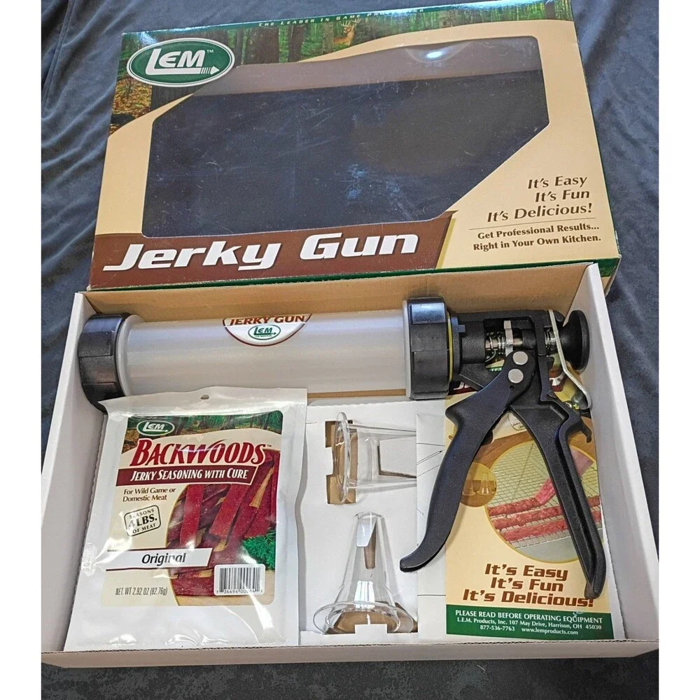 LEM Manual Jerky Gun Kit w/ Backwoods Jerky Seasoning, Model 6050 Black